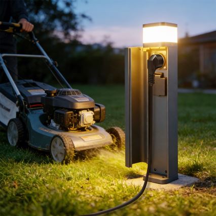 Brilagi - Buitenlamp PILLAR met 2 SCHUKO-stopcontacten 1xG9/11W/230V IP44 antraciet