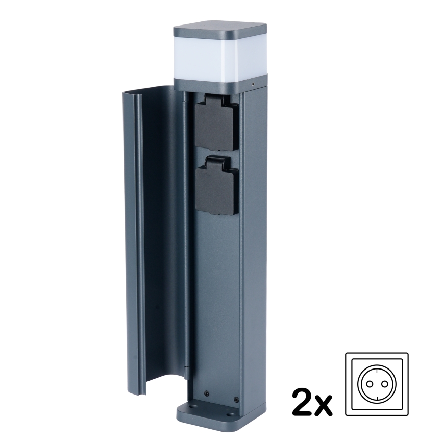 Brilagi - Buitenlamp PILLAR met 2 SCHUKO-stopcontacten 1xG9/11W/230V IP44 antraciet
