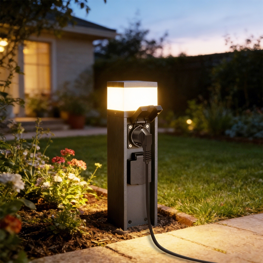 Brilagi -Buitenlamp met 2 SCHUKO-stopcontacten PILLAR 1xG9/11W/230V IP44 antraciet