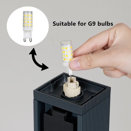 Brilagi -Buitenlamp met 2 SCHUKO-stopcontacten PILLAR 1xG9/11W/230V IP44 antraciet