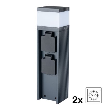 Brilagi -Buitenlamp met 2 SCHUKO-stopcontacten PILLAR 1xG9/11W/230V IP44 antraciet