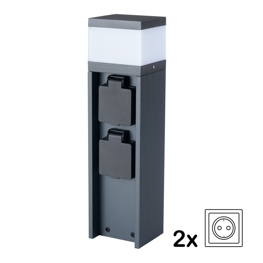 Brilagi -Buitenlamp met 2 SCHUKO-stopcontacten PILLAR 1xG9/11W/230V IP44 antraciet