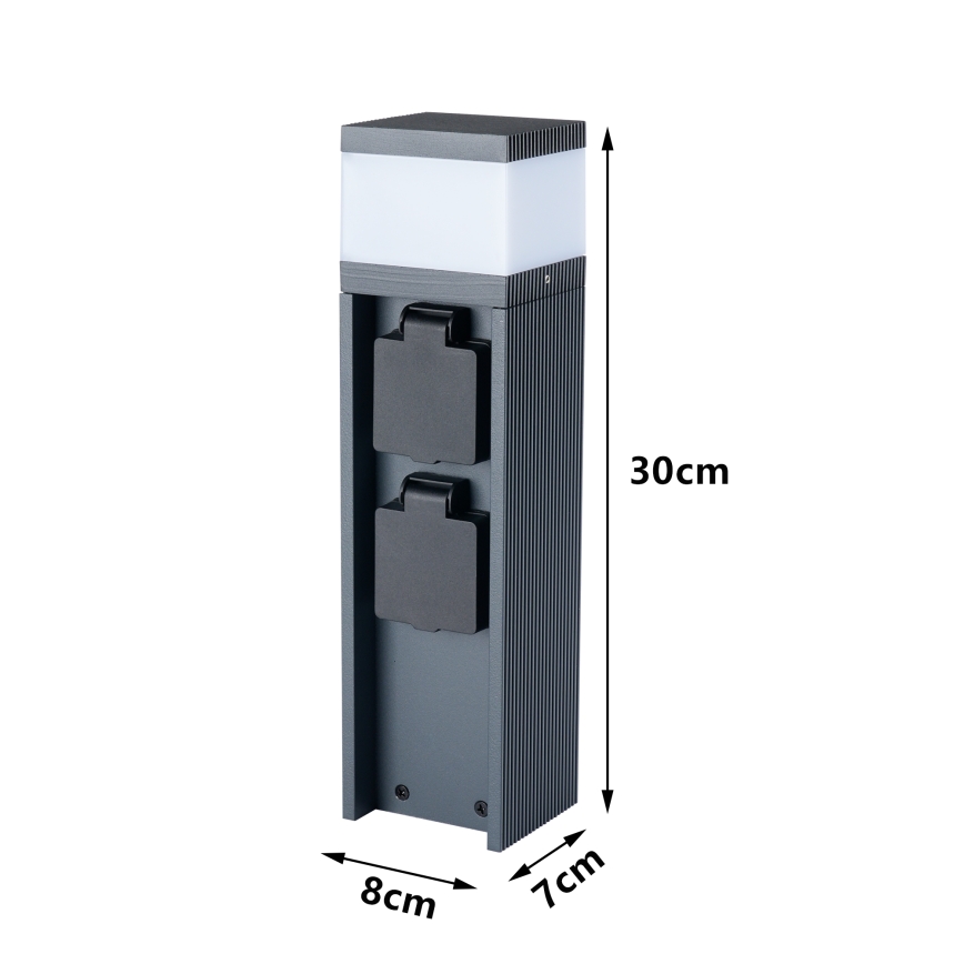 Brilagi -Buitenlamp met 2 SCHUKO-stopcontacten PILLAR 1xG9/11W/230V IP44 antraciet