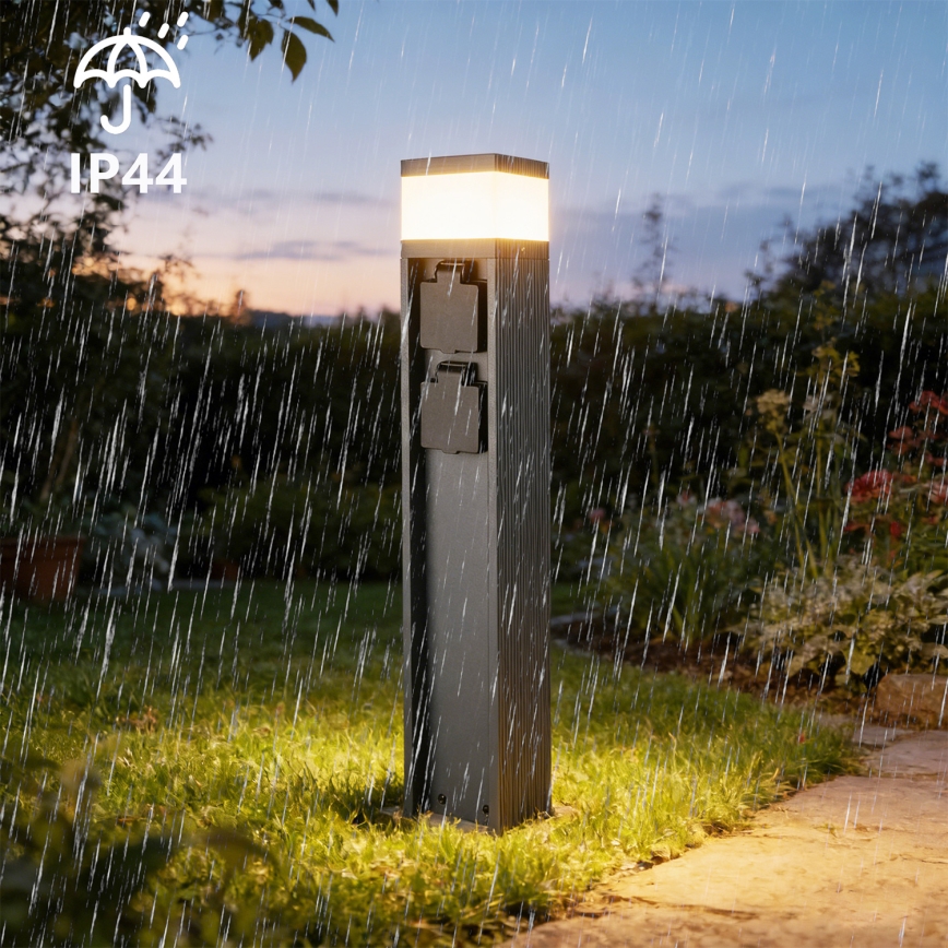 Brilagi - Buitenlamp met 2 SCHUKO-stopcontacten PILLAR 1xG9/11W/230V IP44 antraciet