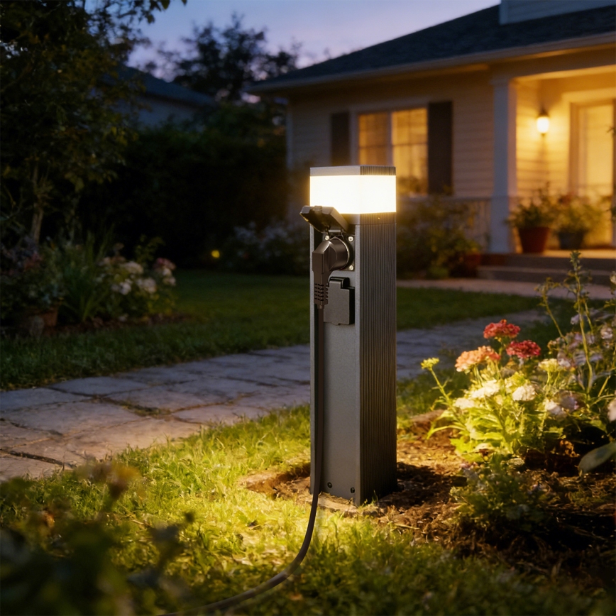 Brilagi - Buitenlamp met 2 SCHUKO-stopcontacten PILLAR 1xG9/11W/230V IP44 antraciet