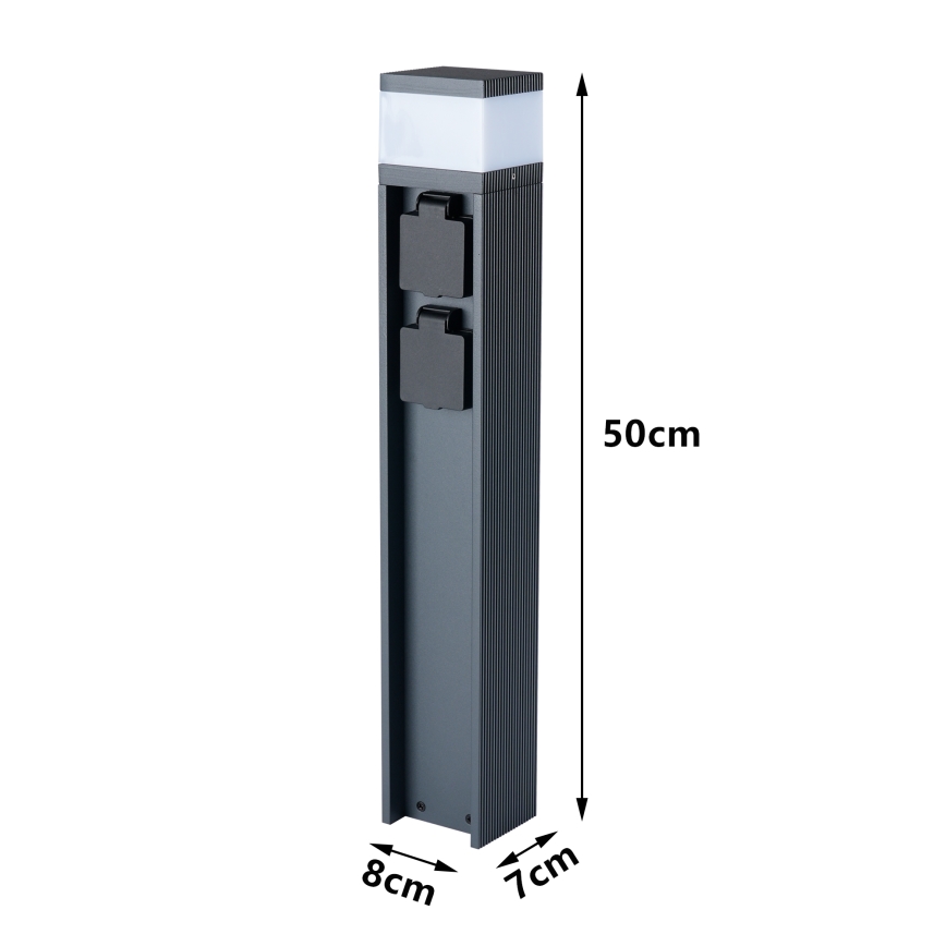 Brilagi - Buitenlamp met 2 SCHUKO-stopcontacten PILLAR 1xG9/11W/230V IP44 antraciet