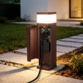 BRILAGI - Buitenlamp met 2 SCHUKO-stopcontacten PILLAR 1xG9/11W/230V IP44 bruin