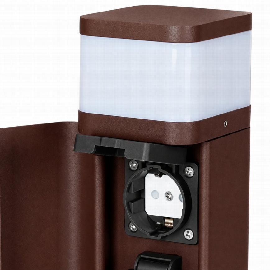 BRILAGI - Buitenlamp met 2 SCHUKO-stopcontacten PILLAR 1xG9/11W/230V IP44 bruin