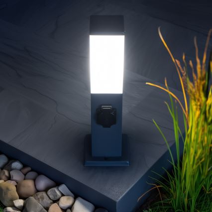 Brilagi - Buitenlamp met 2 SCHUKO-stopcontacten NOVA 1xE27/15W/230V 40 cm IP44 antraciet