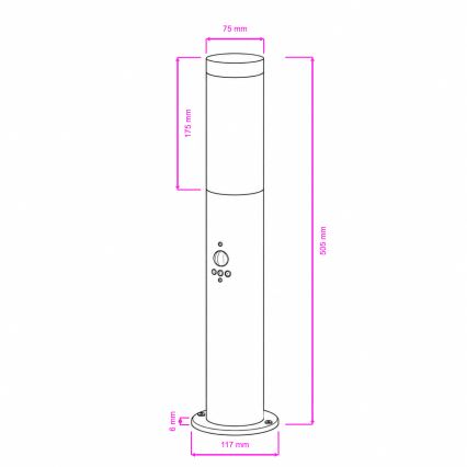 BRILAGI - Buitenlamp ELIA met bewegingssensor, 1xE27/20W/230V, IP44, 50 cm, antraciet