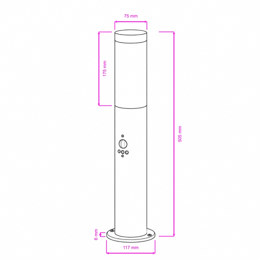 BRILAGI - Buitenlamp ELIA met bewegingssensor, 1xE27/20W/230V, IP44, 50 cm, antraciet