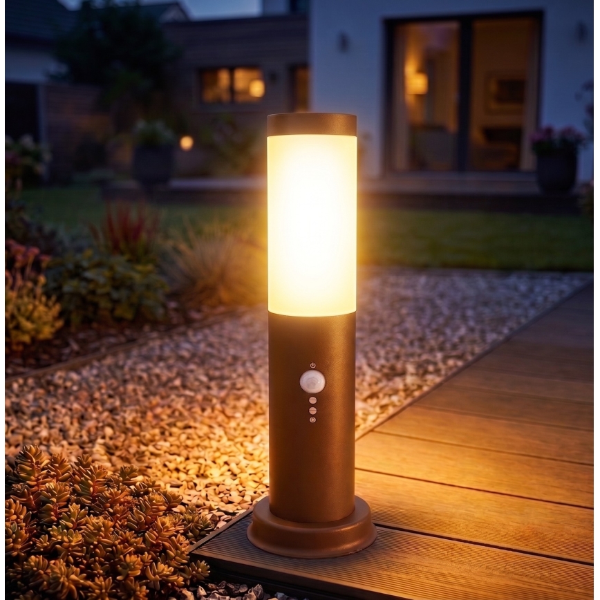 Brilagi - Buitenlamp met sensor NOVA 1xE27/15W/230V 40 cm IP44 bruin