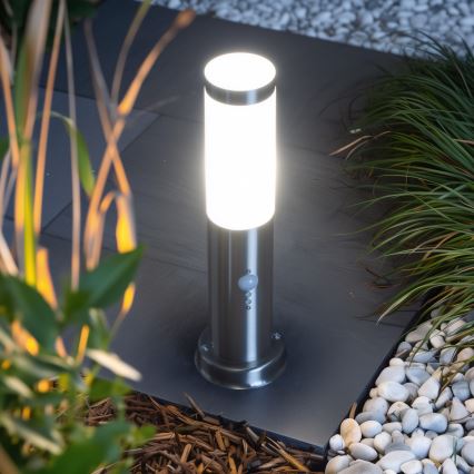 Brilagi - Buitenlamp met sensor NOVA 1xE27/15W/230V 40 cm IP44 mat chroom