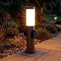 Brilagi - Buitenlamp NOVA met 2 SCHUKO-stopcontacten, 1xE27/15W/230V, 40 cm, IP44, bruin