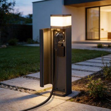 Brilagi - Buitenlamp PILLAR met 2 SCHUKO-stopcontacten 1xG9/11W/230V IP44 antraciet