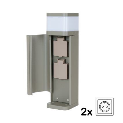 BRILAGI - Buitenlamp PILLAR met 2 SCHUKO-stopcontacten 1xG9/11W/230V IP44 grijs