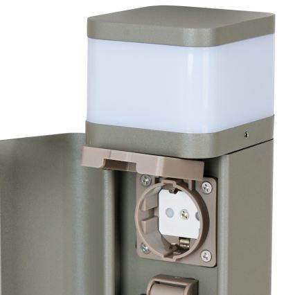 BRILAGI - Buitenlamp PILLAR met 2 SCHUKO-stopcontacten 1xG9/11W/230V IP44 grijs