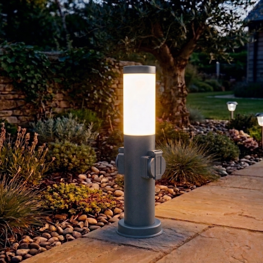 Brilagi - Buitenlamp met 2 SCHUKO-stopcontacten NOVA 1xE27/15W/230V 40 cm IP44 antraciet