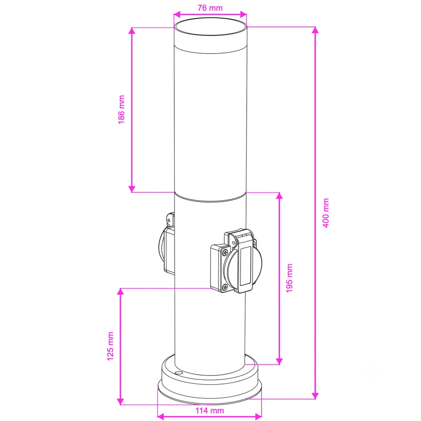 Brilagi - Buitenlamp met 2 SCHUKO-stopcontacten NOVA 1xE27/15W/230V 40 cm IP44 antraciet