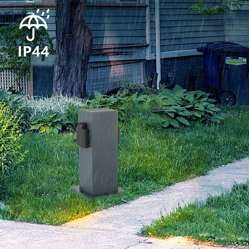 Brilagi - Buitenstopcontact zuil PILLAR 1Z SCHUKO 230V IP44 antraciet
