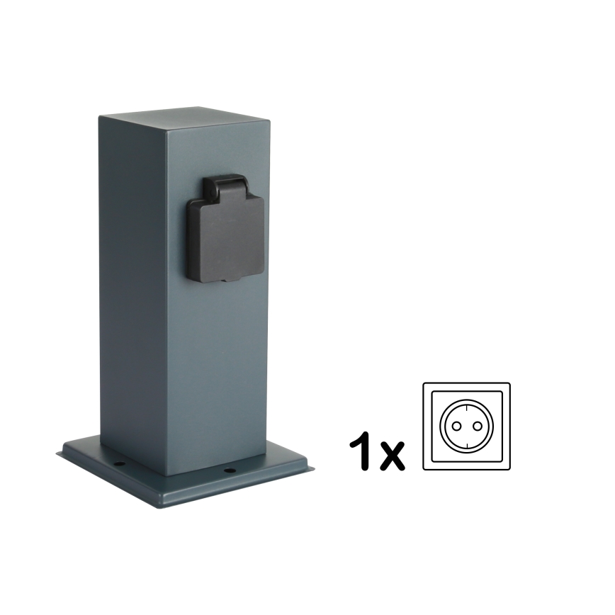 Brilagi - Buitenstopcontact zuil PILLAR 1Z SCHUKO 230V IP44 antraciet