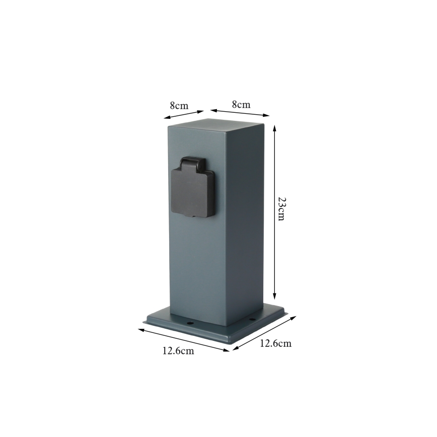 Brilagi - Buitenstopcontact zuil PILLAR 1Z SCHUKO 230V IP44 antraciet