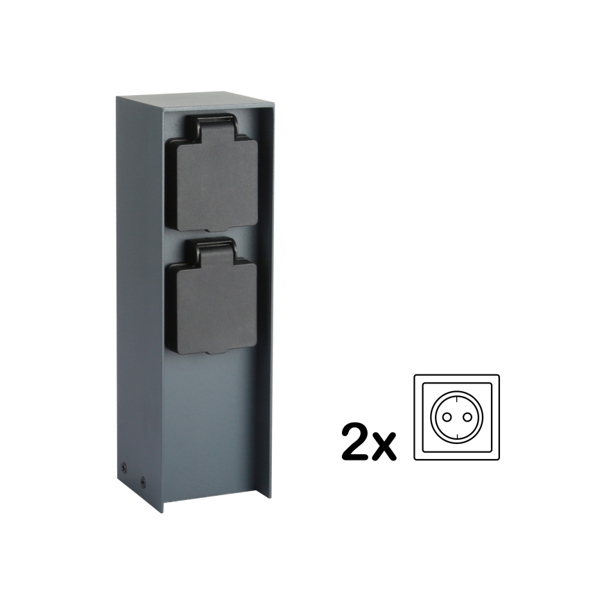 Brilagi - Buitenstopcontact zuil PILLAR 2Z SCHUKO 230V IP44 antraciet