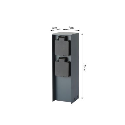 Brilagi - Buitenstopcontact zuil PILLAR 2Z SCHUKO 230V IP44 antraciet