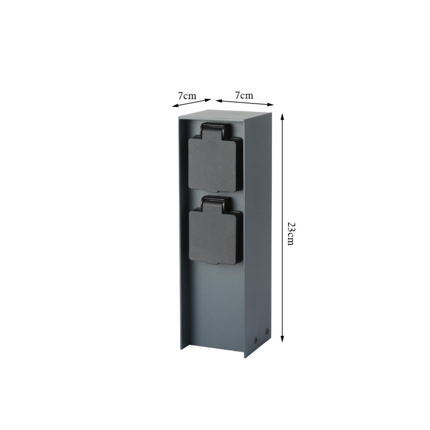 Brilagi - Buitenstopcontact zuil PILLAR 2Z SCHUKO 230V IP44 antraciet