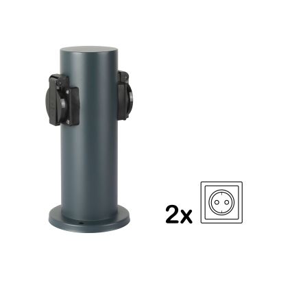 Brilagi - Buitenstopcontact zuil PILLAR 2Z SCHUKO 230V IP44 antraciet
