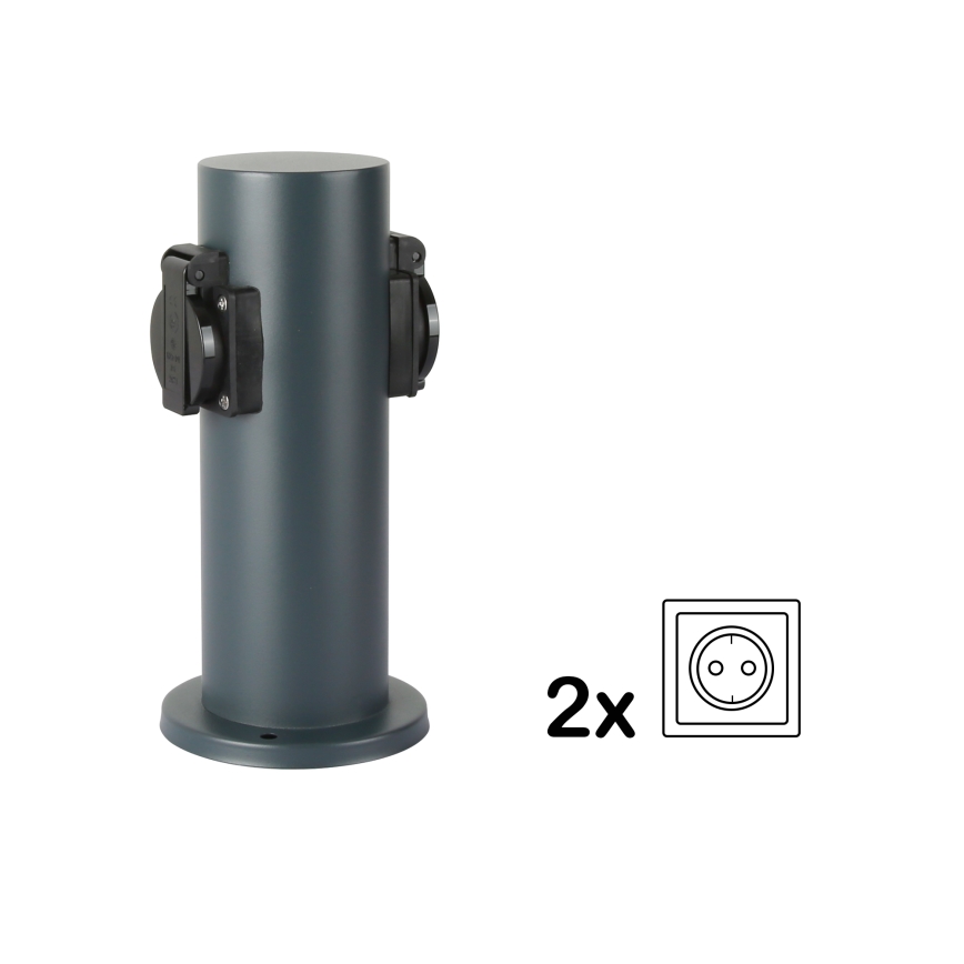 Brilagi - Buitenstopcontact zuil PILLAR 2Z SCHUKO 230V IP44 antraciet