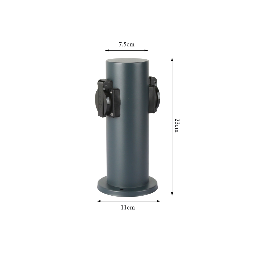 Brilagi - Buitenstopcontact zuil PILLAR 2Z SCHUKO 230V IP44 antraciet