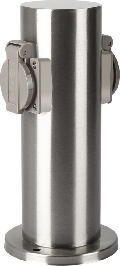 Brilagi - Buitenstopcontact zuil PILLAR 2Z SCHUKO 230V IP44 mat chroom