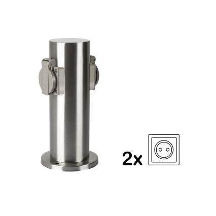 Brilagi - Buitenstopcontact zuil PILLAR 2Z SCHUKO 230V IP44 mat chroom