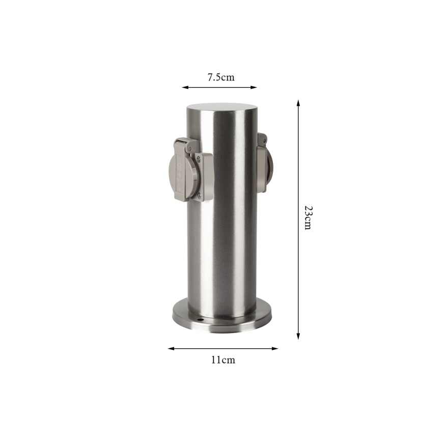 Brilagi - Buitenstopcontact zuil PILLAR 2Z SCHUKO 230V IP44 mat chroom