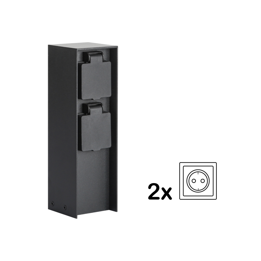 Brilagi - Buitenstopcontact zuil PILLAR 2Z SCHUKO 230V IP44 zwart