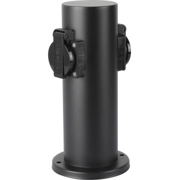 Brilagi - Buitenstopcontact zuil PILLAR 2Z SCHUKO 230V IP44 zwart