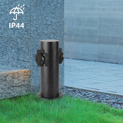 Brilagi - Buitenstopcontact zuil PILLAR 2Z SCHUKO 230V IP44 zwart