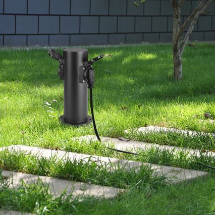 Brilagi - Buitenstopcontact zuil PILLAR 2Z SCHUKO 230V IP44 zwart