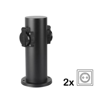 Brilagi - Buitenstopcontact zuil PILLAR 2Z SCHUKO 230V IP44 zwart