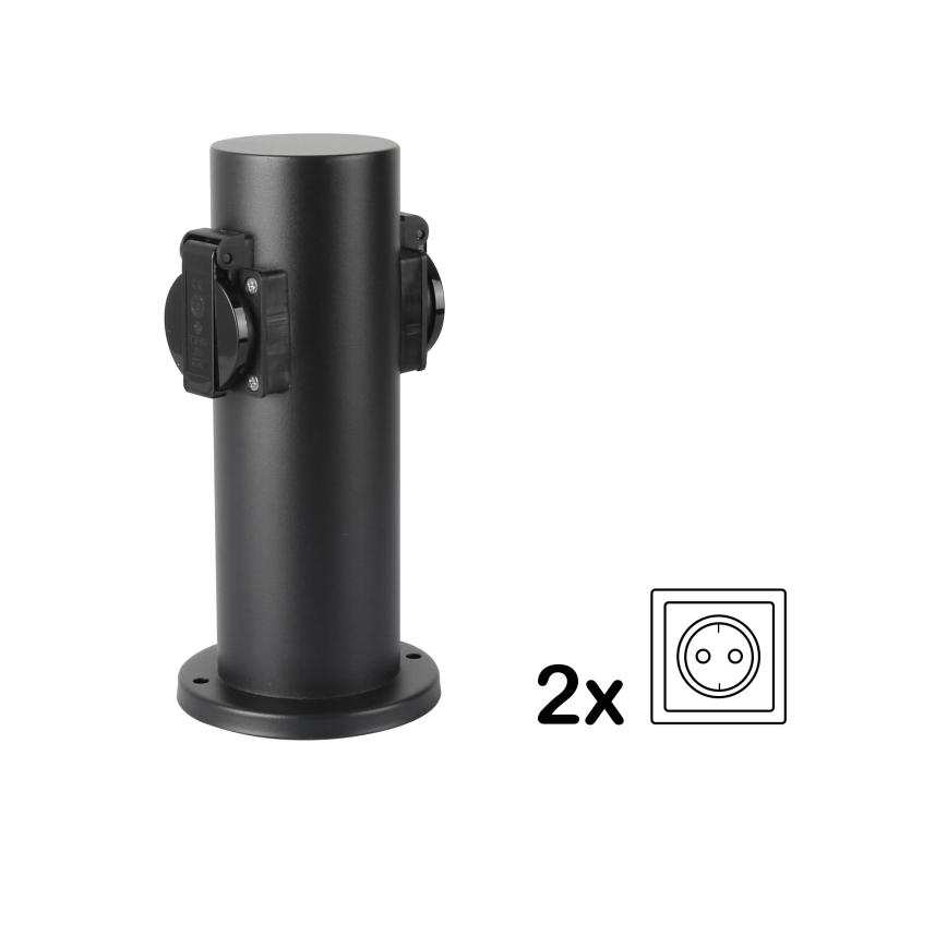 Brilagi - Buitenstopcontact zuil PILLAR 2Z SCHUKO 230V IP44 zwart