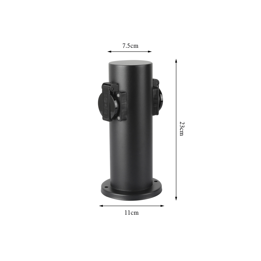 Brilagi - Buitenstopcontact zuil PILLAR 2Z SCHUKO 230V IP44 zwart