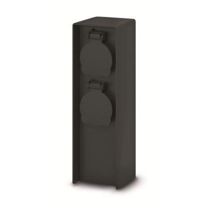 Brilagi - Buitenstopcontactpaal 2x 230V IP44 SCHUKO zwart
