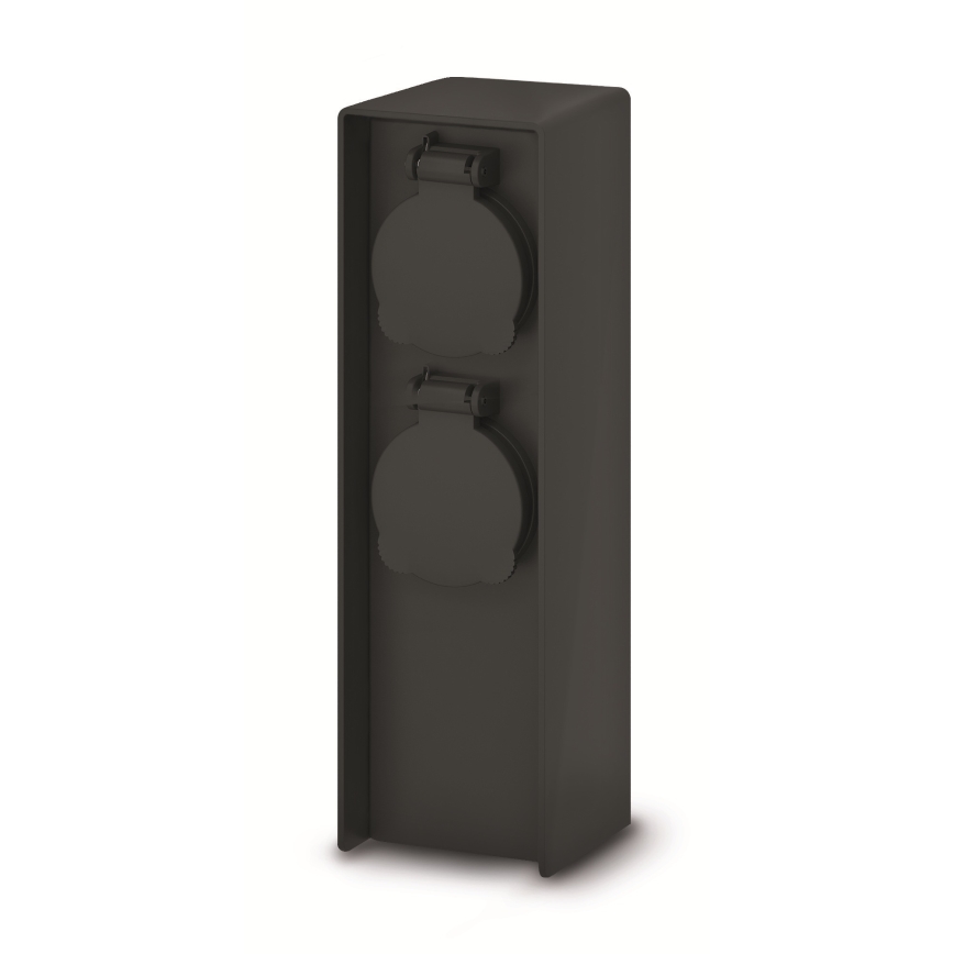 Brilagi - Buitenstopcontactpaal 2x 230V IP44 SCHUKO zwart