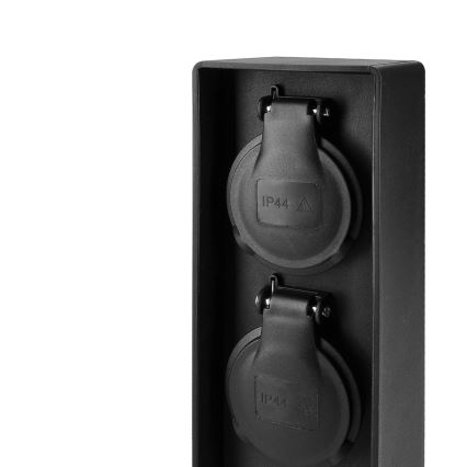 Brilagi - Buitenstopcontactpaal 2x 230V IP44 SCHUKO zwart