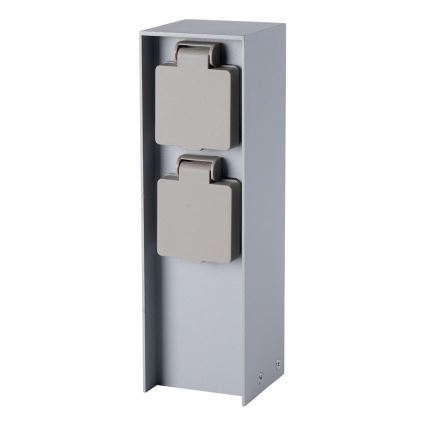 Brilagi - Buitenstopcontactpaal PILLAR 2-voudig SCHUKO 230V IP44 zilverkleurig