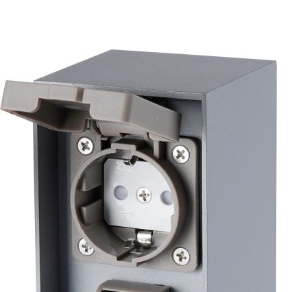 Brilagi - Buitenstopcontactpaal PILLAR 2-voudig SCHUKO 230V IP44 zilverkleurig