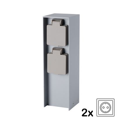Brilagi - Buitenstopcontactpaal PILLAR 2-voudig SCHUKO 230V IP44 zilverkleurig
