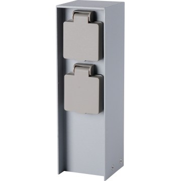 Brilagi - Buitenstopcontactzuil PILLAR 2x SCHUKO 230V IP44 zilverkleurig