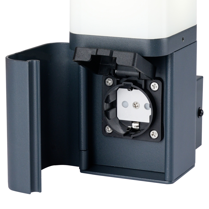 Brilagi - Buitenwandlamp PILLAR met SCHUKO-stopcontact 1x G9/11W/230V IP44 antraciet
